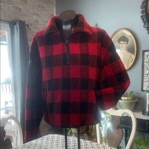 Plaid Red and Black Women's Jacket